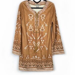 Boho Tan Dress with Tribal Pattern